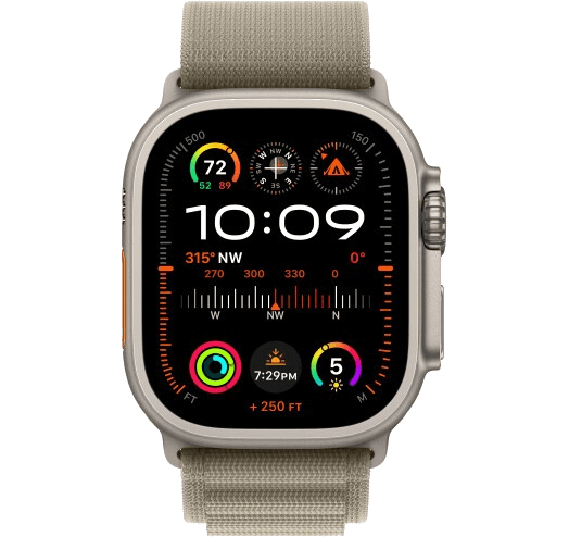 Apple Watch Ultra 2 GPS + Cellular, 49mm Titanium Case with Olive Alpine Loop