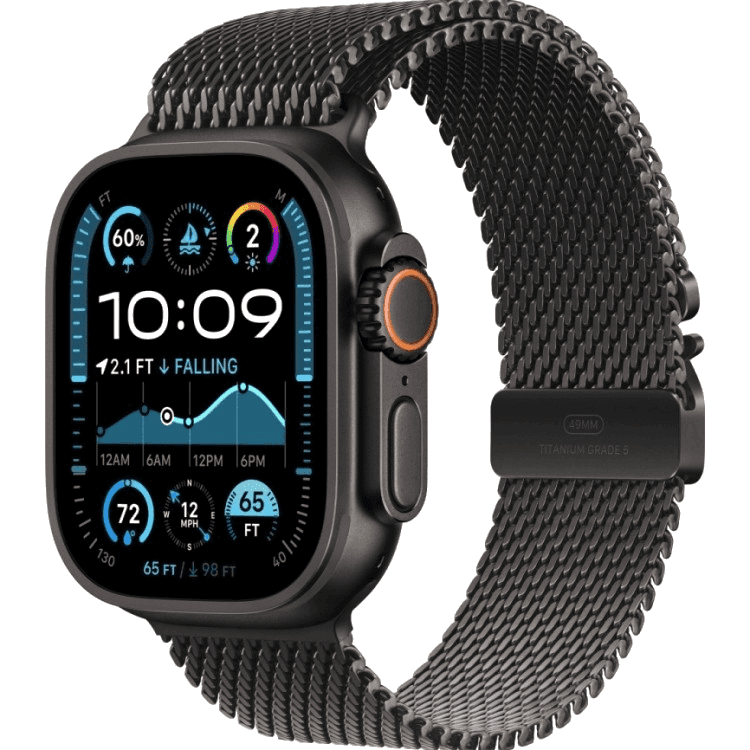 Apple Watch Ultra 2 (2024) 49mm Black Titanium Case with Black Titanium Milanese Loop